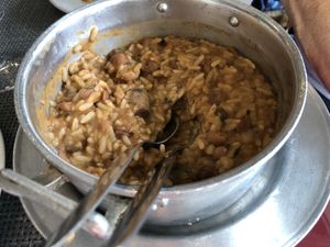 Bean and mushroom rice  at Restaurante Moinho de Maré in Almada