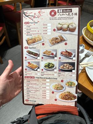Menu1  at 88 Bao Bao in Concord