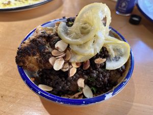 charred cauliflower and lentils - fantastic!  at Bluto's in Portland