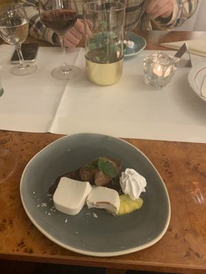 Dessert - panna cotta and mousse au chocolat  at Die Weinstube Nachhaltig Geniessen in Zeltingen