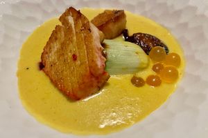 Seven-course surprise menu February 11, 2026 €92: Second intermediate dish at Die Weinstube Nachhaltig Geniessen in Zeltingen