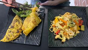 vietnamese pancake and noodles with vegetables #Veganuary at Quán Chày Mộc - Maybe closed in Phan Thiet
