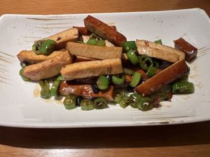 Smoked tofu with pepperss  at Qing Chun By Perma in Shanghai
