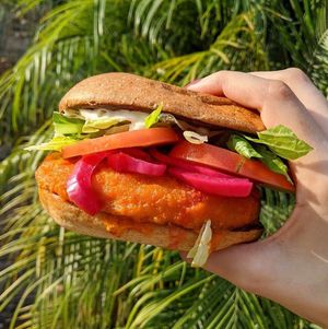 Buffalo Chickin' Sandwich at Veggie Grill in Encino