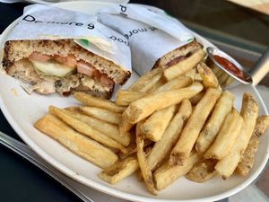 Tuna Melt and Fries at Veggie Grill in Encino