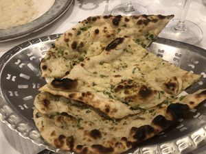Vegan garlic naan  at Saffron Indian Kitchen in Praia Da Luz