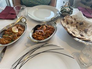 Chana Masala. Mushroom dish, vegan roti  at Saffron Indian Kitchen in Praia Da Luz