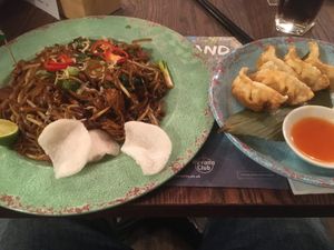 Vegan Noodles and dumplings at Banana Tree in Bath