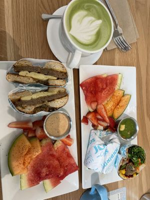 Breakfast bagel and breakfast burrito   at JOiBiRDS in Thousand Oaks