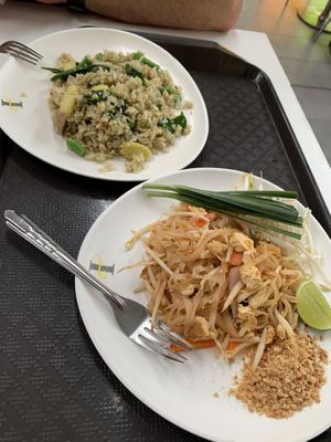Pad Thai and green curry rice. Curry rice was very spicy but tasty. at Kran Boom Modern Thai in Bangkok