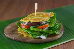 Very special and only at Patacon Obi, our Plantain Burger with a newly created vegan option. Something you have not tasted before. at Patacon Obi in der Sakristei - Maybe closed in Stuttgart