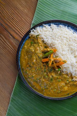 You should definitely try some Peanut Stew with rice! It's absolutely delicious and you won't regret it. at Patacon Obi in der Sakristei - Maybe closed in Stuttgart