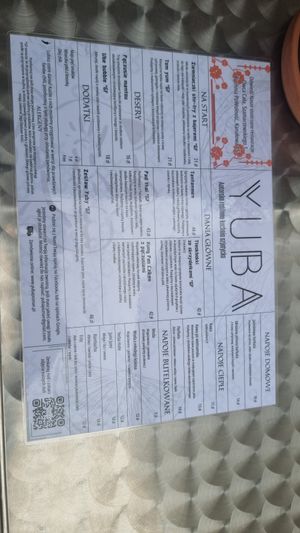 Menu at YUBA  in Poznan