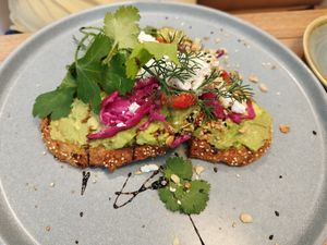 Smashed avocado at Cafe Mocha in Bateau Bay