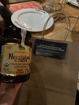 extra hazelnut spread from the pizza you get to take home!   at Mister O1 Extraordinary Pizza in Lake Mary