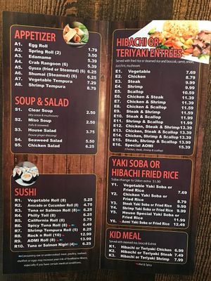 AOMI Sushi & Hibachi menu pg. 2 at AOMI Sushi & Hibachi in Wilson