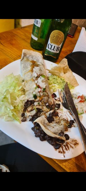 Vegan burrito at La Cueva De Los Cuates in Puerto Ayora