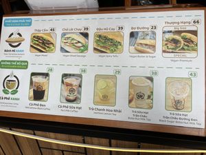 Menu is also in English   at Bánh Mì Xanh in Ho Chi Minh City