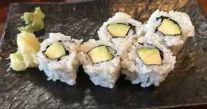 Avocado roll (ate at least one before taking photo)   at Iki Japanese Restaurant in Vancouver