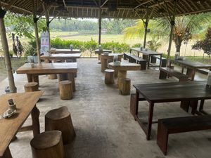 Beautiful scenery of ricefields   at Kedai Mini Resto Rice Field in Pangandaran