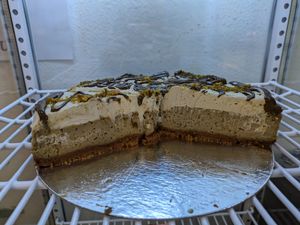 Pistachio cheesecake at Natury in Barcelona