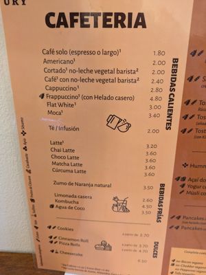 Drink menu at Natury in Barcelona