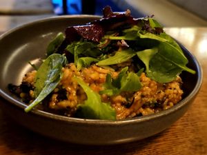 Mushroom risotto. at Ubiquitous Restaurant in Buncrana