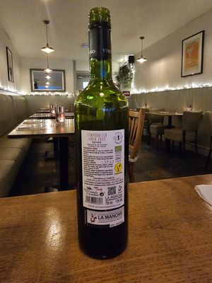Vegan wine. at Ubiquitous Restaurant in Buncrana