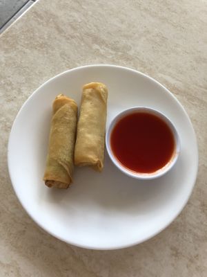 Spring rolls, they come in pairs :) at Pepper Tree Veggie Cuisine in Houston