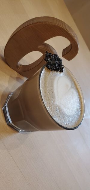 Black Sesame Coffee at Hey Happy in Victoria