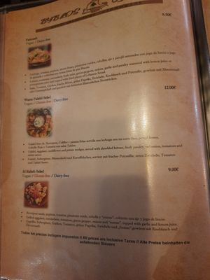 Speisekarte at Byblos in Mallorca