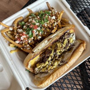 Elote fries and philly cheesesteak  at The Joint in Colorado Springs