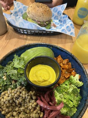 Macro bowl and guacamole burger   at Mora Mora Colima   in Mexico City