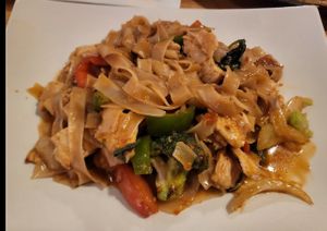Drunken noodles w/o the egg and added tofu. Very good! 😊  at Thai Zapp Restaurant and Bar in Charleston