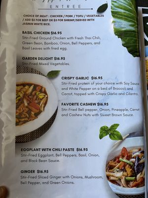 Menu  at Thai Zapp Restaurant and Bar in Charleston