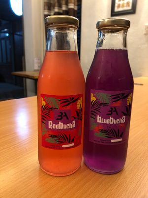 Redbucha and Bluebucha at 3A Cafe in Kathmandu