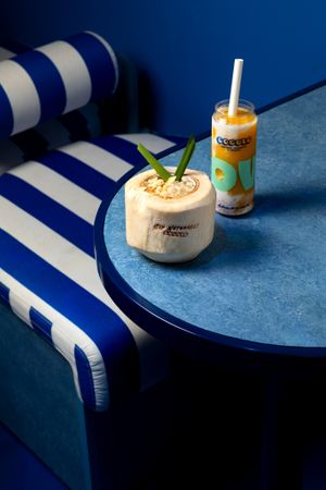 Coconut panna cotta with pearls and COCOLO Chillers Mango rush  at COCOLO in Hawthorn