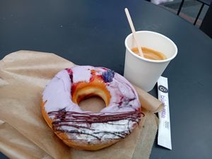 Violet frosting + cassis jam filling at The Original American Donuts in Toulouse