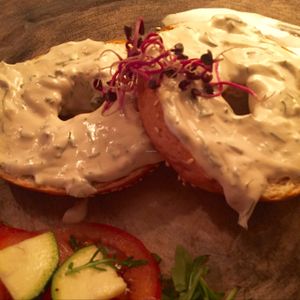 Cashew Cheese bagel  at Bagel in Mallorca