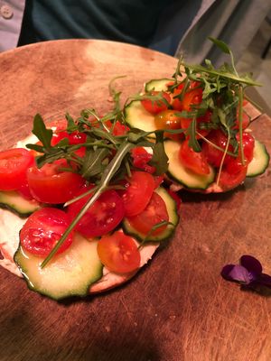 Houmous, tomato and cucumber bagel ?  at Bagel in Mallorca