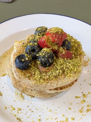 Fruit and peanut butter pancakes at Sailbox in Folkestone