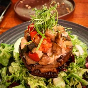 Stuffed Portobello Mushroom with Truffled Artichoke Mousse  - Vegan at Viva Creative Kitchen in Porto