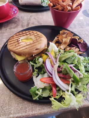 Falafel bagel at L's Coffee & Bookshop in Conwy