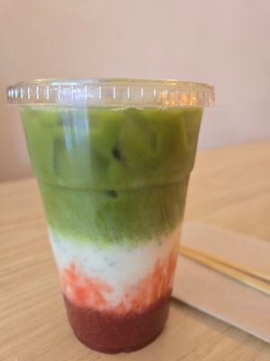 strawberry matcha latte with oatmilk at KOCO  in Virginia Beach