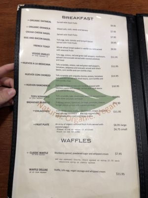 Breakfast menu at The Grain Cafe in Los Angeles