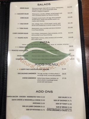 Menu at The Grain Cafe in Los Angeles