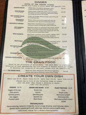 Menu at The Grain Cafe in Los Angeles