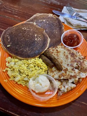 The Grain pancakes with sausage  at The Grain Cafe in Los Angeles