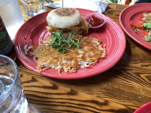 Sausage and egg muffin  at The Grain Cafe in Los Angeles
