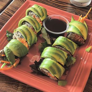 The dragon roll at The Grain Cafe in Los Angeles